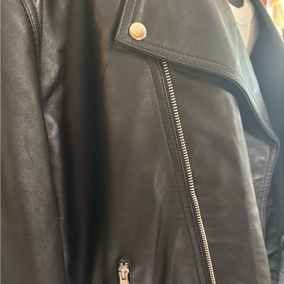 Black Leather Jacket with Silver Zippers - Picture 7 of 16